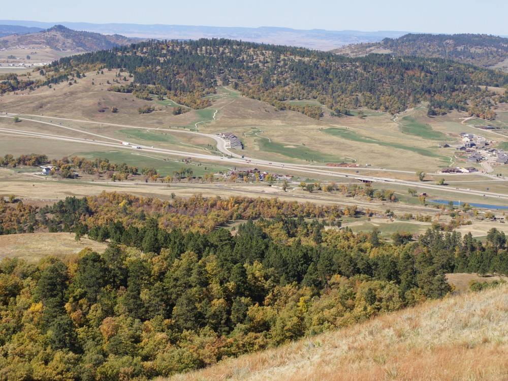 View of Spearfish South Dakota from the top of a hill